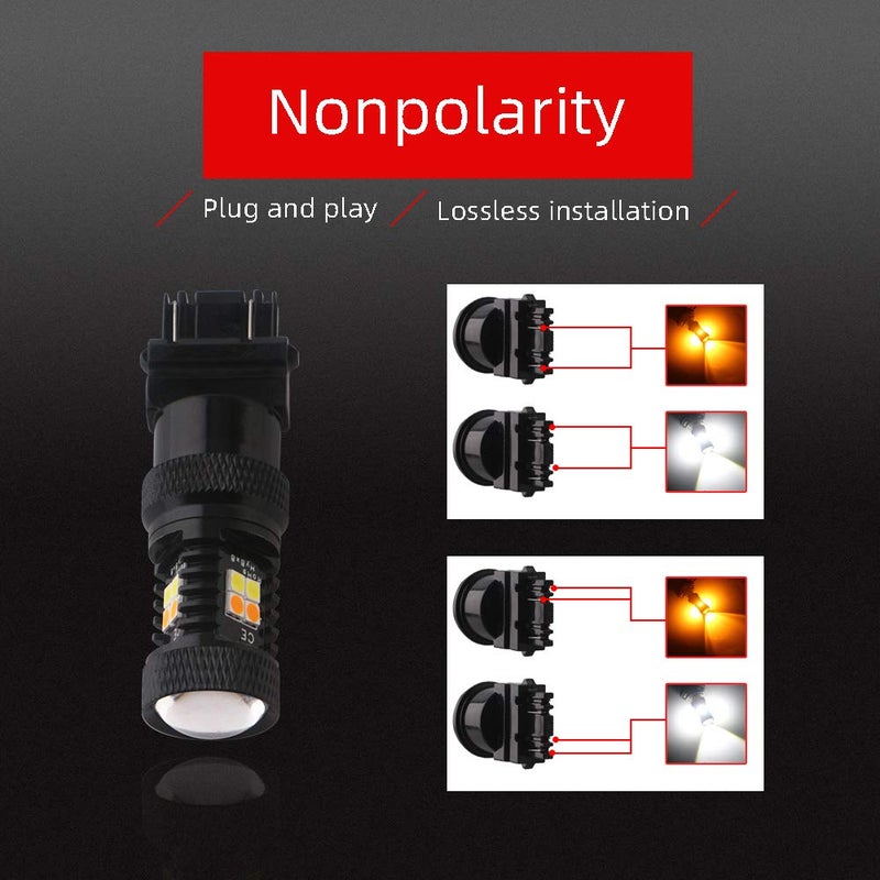 GLL 3157 3057 3357 4157 Amber/White Switchback Turn Signal LED Light Bulbs and Parking Lights Daytime Running Lights Applicable ck (Pack of 2) - Image 3